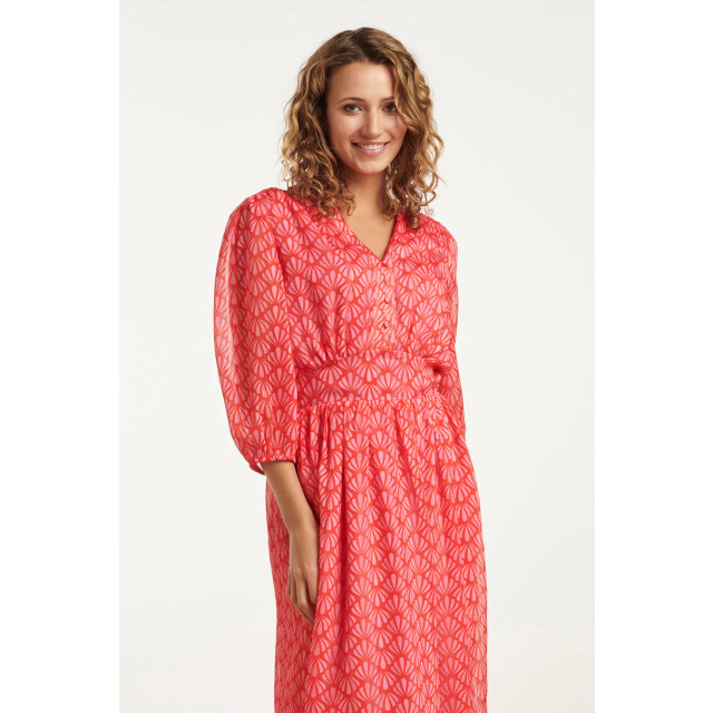 Smashed Lemon 25050 elegante maxi chiffon jurk met schelpprint | 25050-450-420 large