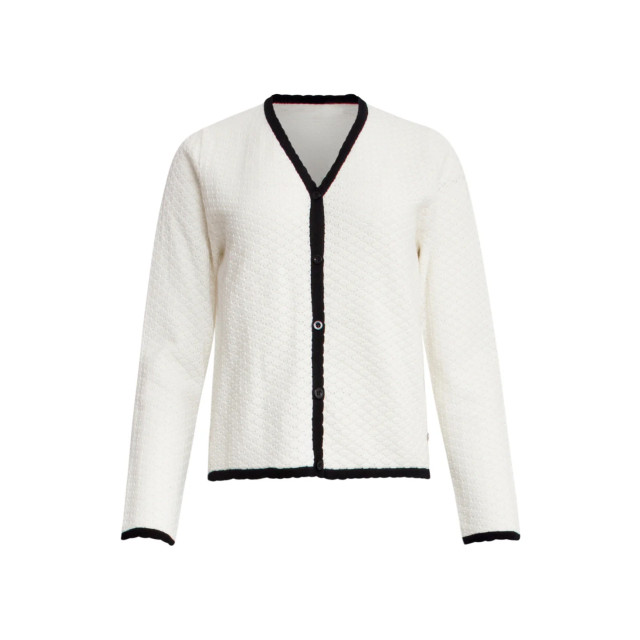 Smashed Lemon 25265 off white knitted cardigan met e contrast details | 25265-010-999 large