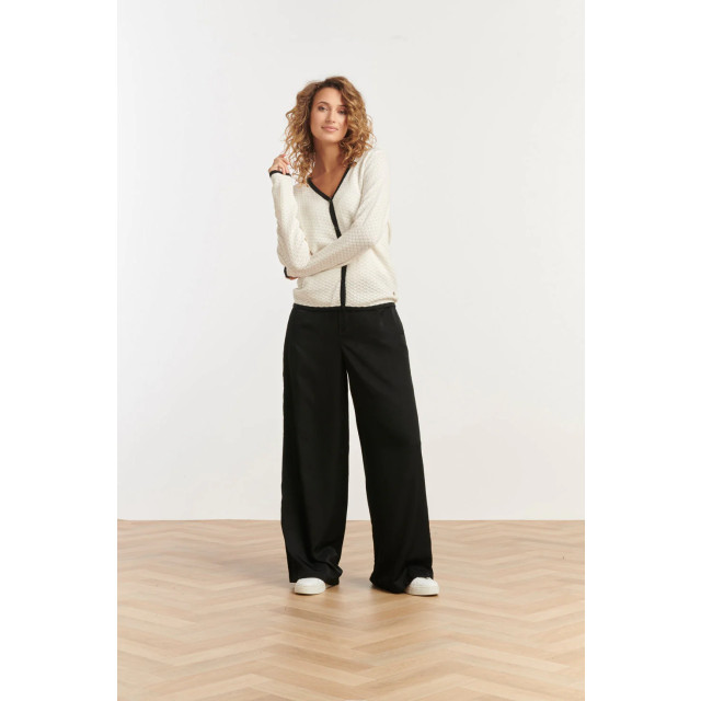 Smashed Lemon 25265 off white knitted cardigan met e contrast details | 25265-010-999 large
