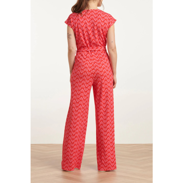 Smashed Lemon 25039 v-vormige jumpsuit met overlappende halslijnschelpprint | 25039-450-420 large