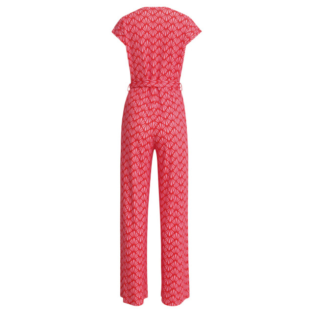 Smashed Lemon 25039 v-vormige jumpsuit met overlappende halslijnschelpprint | 25039-450-420 large