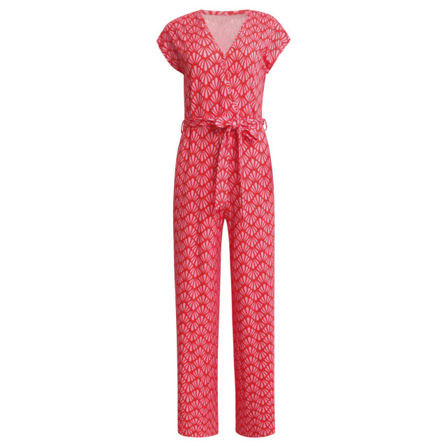 Smashed Lemon 25039 v-vormige jumpsuit met overlappende halslijnschelpprint | 25039-450-420 large