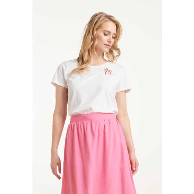 Smashed Lemon 25229 te katoenen t-shirt met palm printborduurwerkperzik | 8720331343288 large