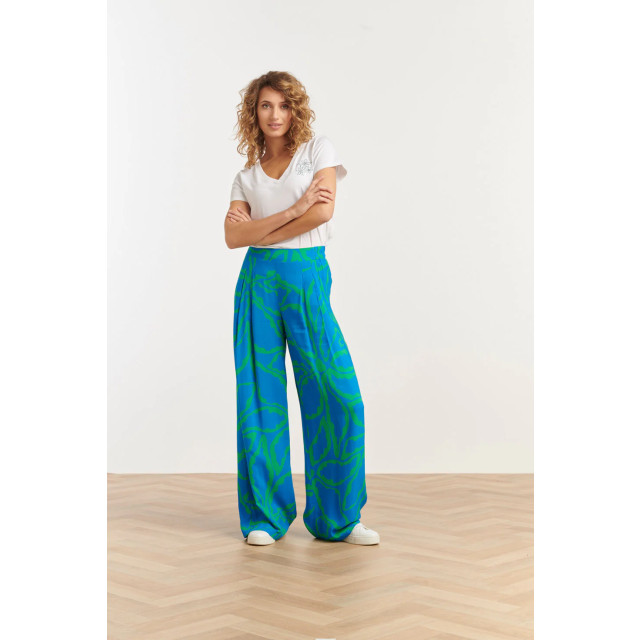 Smashed Lemon 25226 te katoenen t-shirt met borduursel van cobalt bloemen | 8720331343035 large