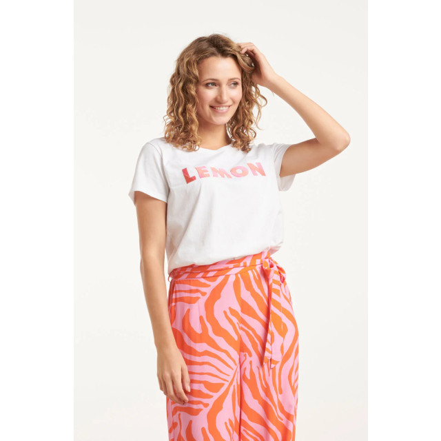 Smashed Lemon 25228 te katoenen t-shirt met geborduurd lemon print | 8720331343196 large