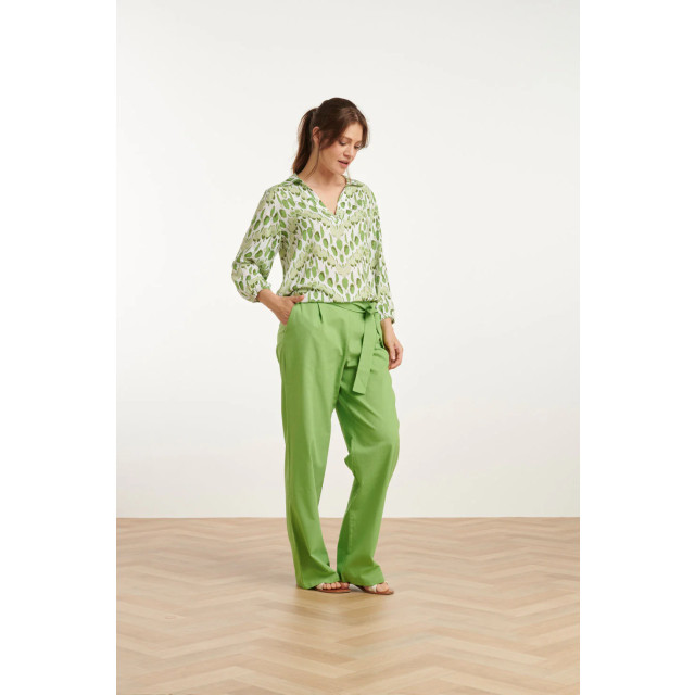 Smashed Lemon 25177 lime linnen broek | 25177-500-4XL large