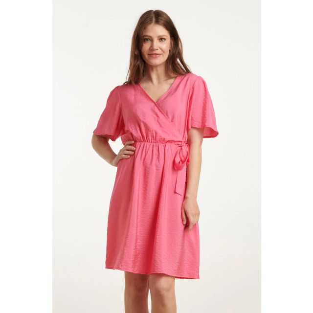 Smashed Lemon 25170 fuchsia zomerjurk met overlap v-hals | 25170-420-XS large