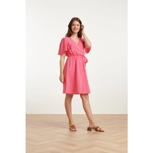 Smashed Lemon 25170 fuchsia zomerjurk met overlap v-hals | 25170-420-XS large