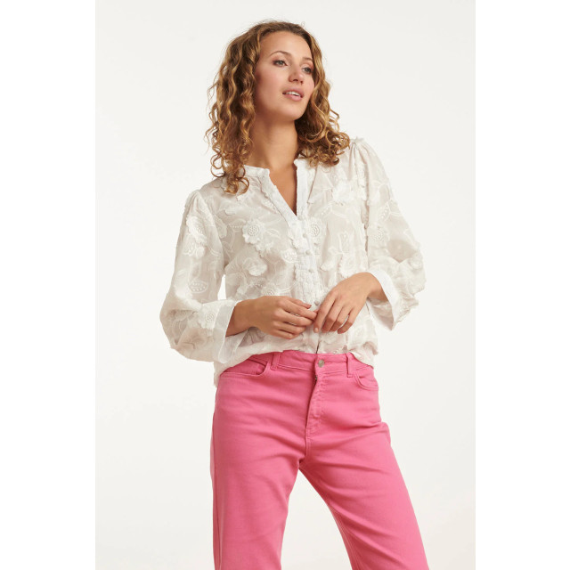 Smashed Lemon 25138 witte 3d bloemenblouse 25138-000-L large