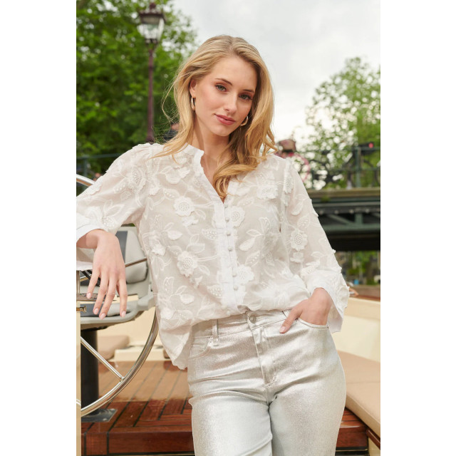 Smashed Lemon 25138 witte 3d bloemenblouse 25138-000-L large