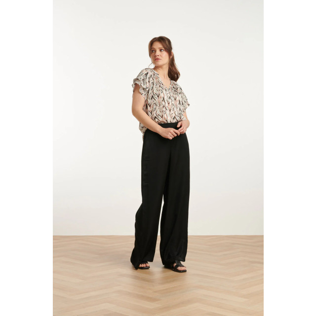 Smashed Lemon 25079 chiffon top met grafisch zigzag print, | 25079-010-998 large