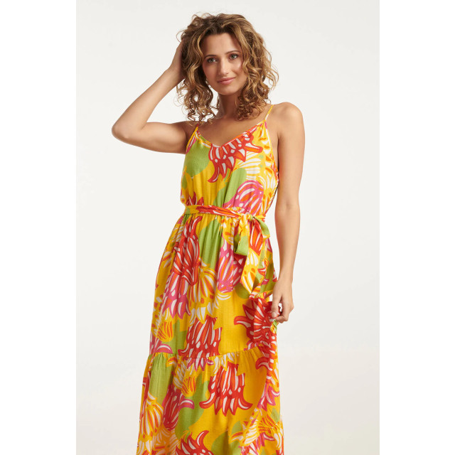 Smashed Lemon 25029 felgede maxi jurk met bloemenprint | 8720331320128 large