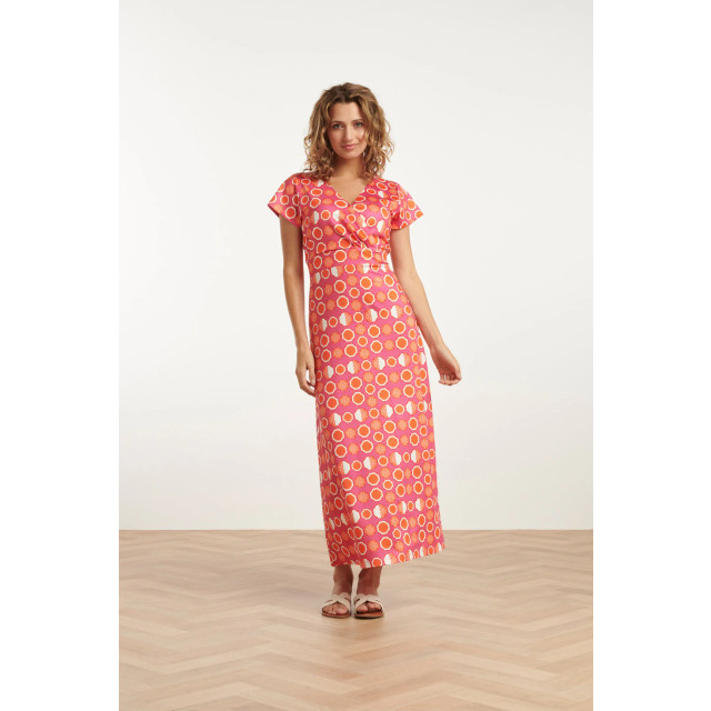Smashed Lemon 25026 maxi jurk met v-hals met fruitprint | 25026-420-998 large Smashed Lemon 25026 maxi jurk met v-hals met fruitprint | 25026-420-998 large
