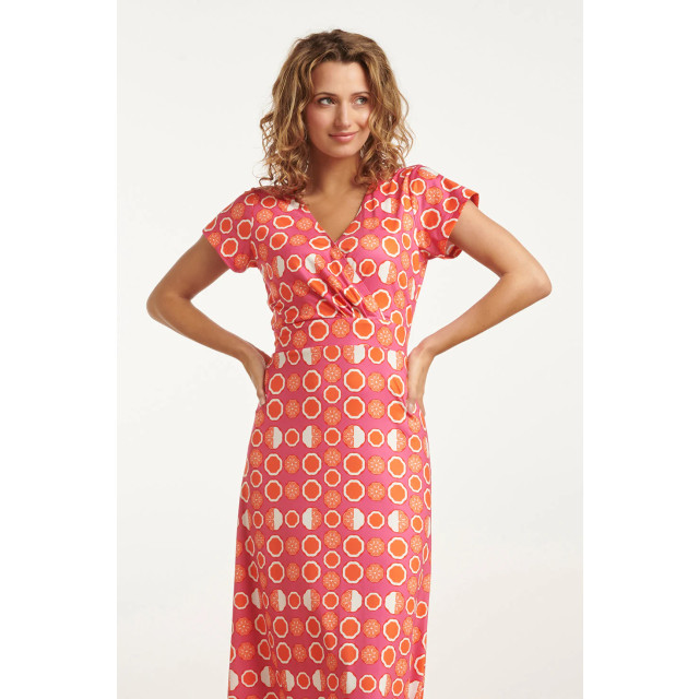Smashed Lemon 25026 maxi jurk met v-hals met fruitprint | 25026-420-998 large Smashed Lemon 25026 maxi jurk met v-hals met fruitprint | 25026-420-998 large
