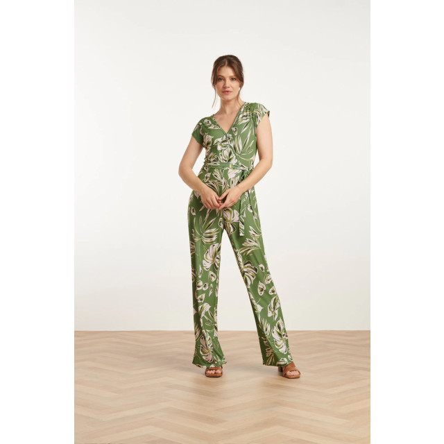 Smashed Lemon 25160 leaf print stretch jumpsuit | 25160-550-500 large