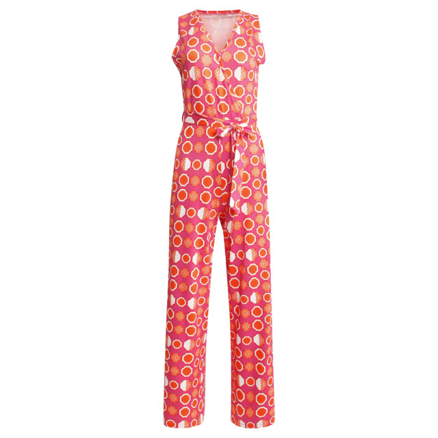 Smashed Lemon 25025 v-hals jumpsuit met grafische fruitprint | 25025-420-998 large