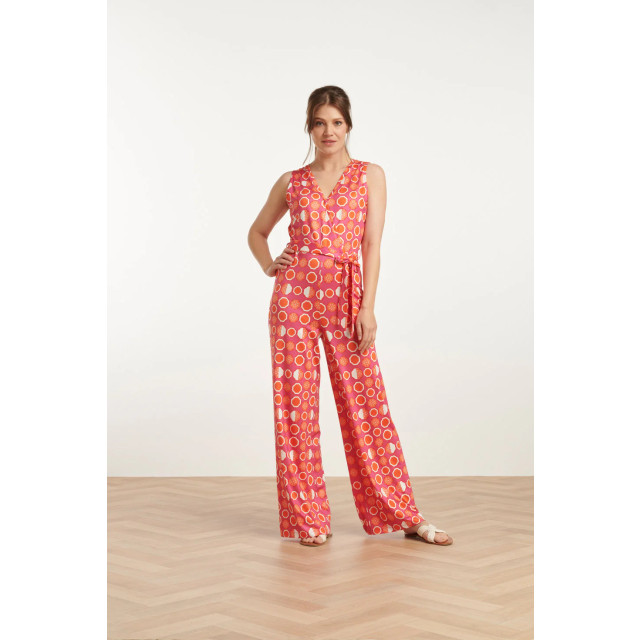 Smashed Lemon 25025 v-hals jumpsuit met grafische fruitprint | 25025-420-998 large