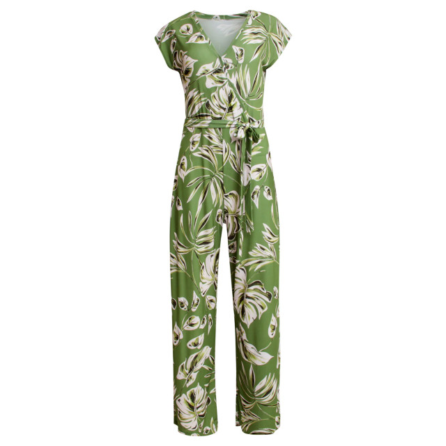 Smashed Lemon 25160 leaf print stretch jumpsuit | 25160-550-500 large