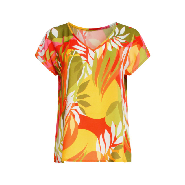 Smashed Lemon 25156 multicoloured bladprint top met v-hals | 8720331334460 large
