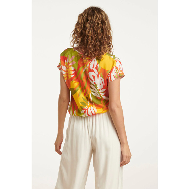 Smashed Lemon 25156 multicoloured bladprint top met v-hals | 8720331334460 large