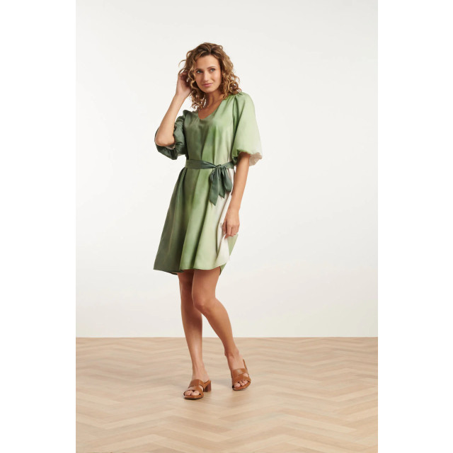 Smashed Lemon 25022 v-vormige jurk met ballonmouwen ombre print | 25022-010-500 large Smashed Lemon 25022 v-vormige jurk met ballonmouwen ombre print | 25022-010-500 large