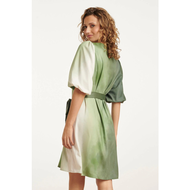 Smashed Lemon 25022 v-vormige jurk met ballonmouwen ombre print | 25022-010-500 large Smashed Lemon 25022 v-vormige jurk met ballonmouwen ombre print | 25022-010-500 large