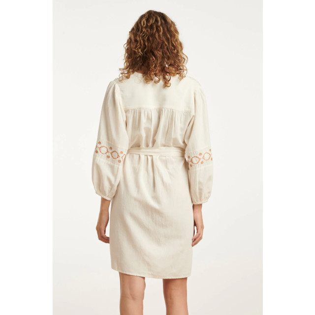 Smashed Lemon 25195 off white jurk met geborduurde mouwen | 25195-010-720 large