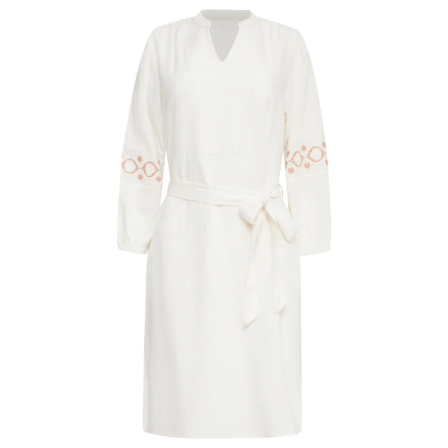 Smashed Lemon 25195 off white jurk met geborduurde mouwen | 25195-010-720 large