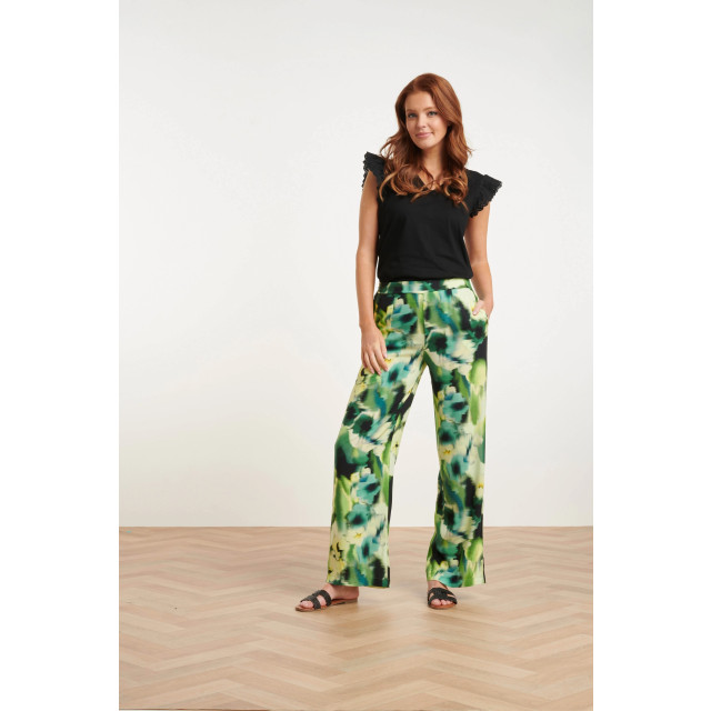 Smashed Lemon 24428 mashed lemon zomer wijde broek met abstracte bloemenprint tinten | 24428-999-150 large