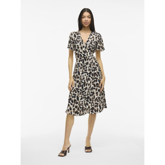 Vila Vilovie ss wrap midi dress ecru dessin 4429.08.0003 large Vila Vilovie ss wrap midi dress ecru dessin 4429.08.0003 large