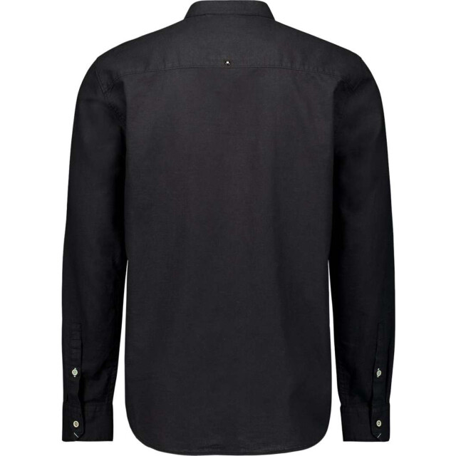 No Excess Shirt granddad solid with linen black 27470218SN-020 large