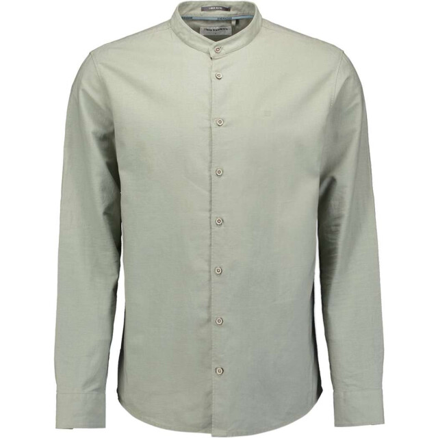 No Excess Shirt granddad solid with linen light army 27470218SN-177 large