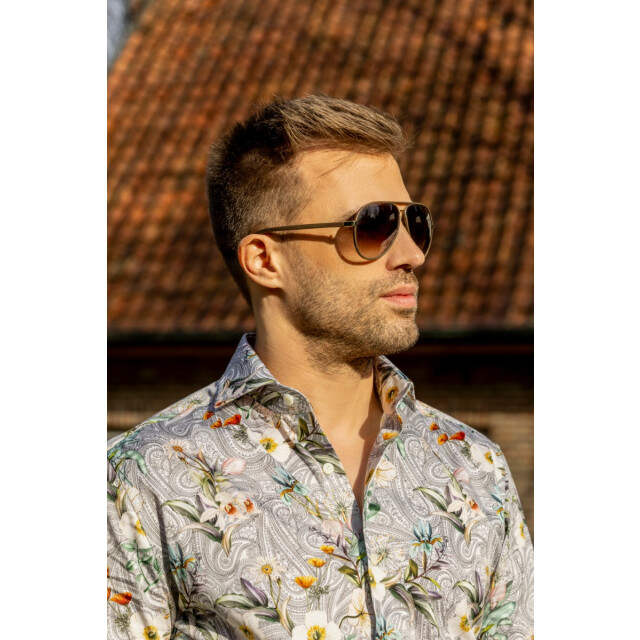 Circle of Gentlemen Mike allover print overhemd met contrast details 100% co 242-20039-703- large