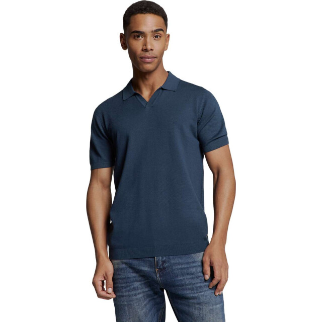 No Excess Pullover short sleeve polo v solid deep blue 27230353SN-096 large