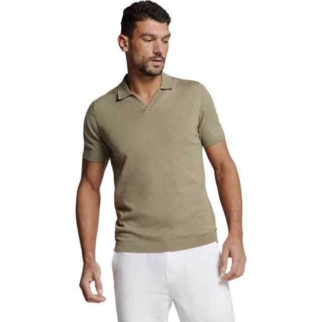 No Excess Pullover short sleeve polo v solid dark moss 27230353SN-186 large