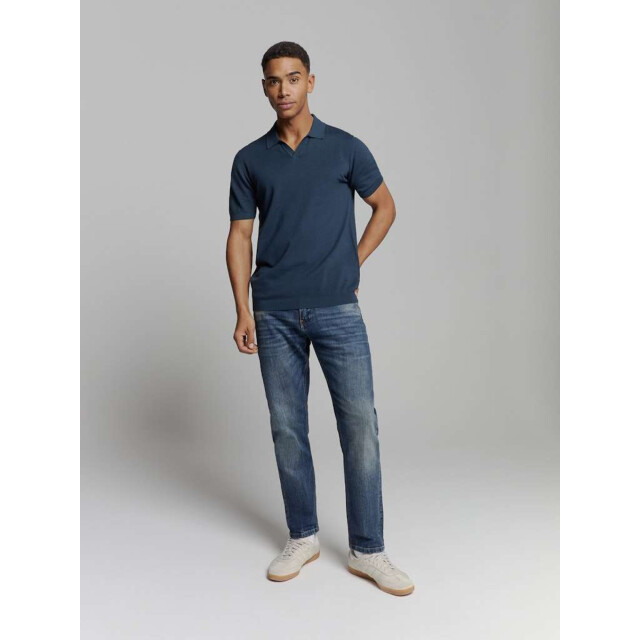No Excess Pullover short sleeve polo v solid deep blue 27230353SN-096 large
