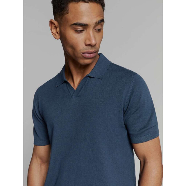 No Excess Pullover short sleeve polo v solid deep blue 27230353SN-096 large