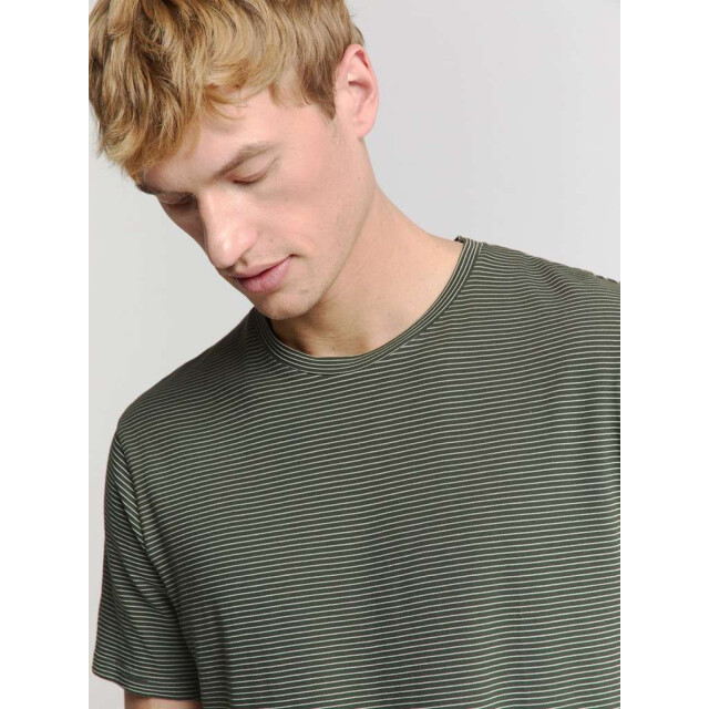 No Excess T-shirt crewneck stripes dark steel 27340371-124 large