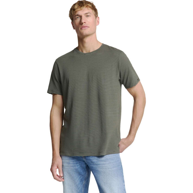 No Excess T-shirt crewneck stripes dark steel 27340371-124 large