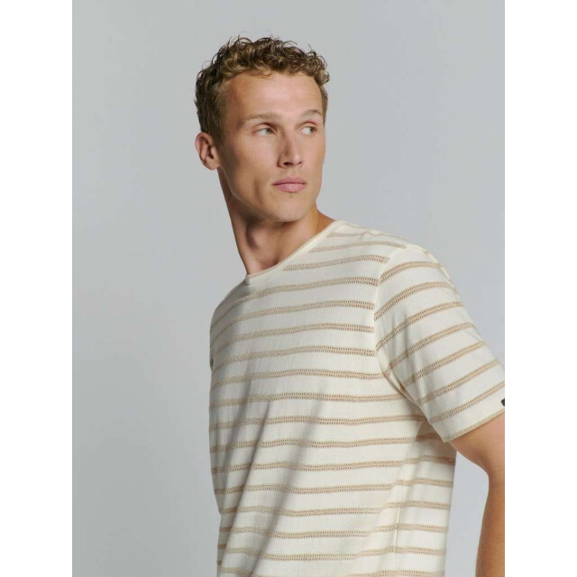 No Excess T-shirt crewneck jacquard stripes offwhite 27350304-011 large