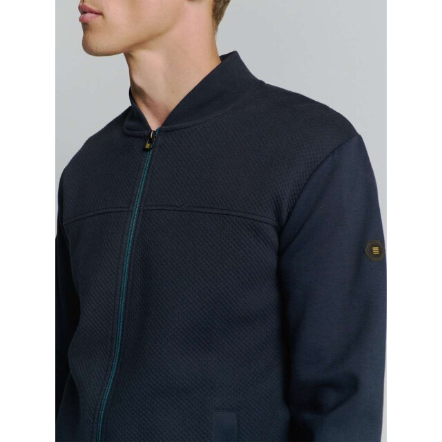 No Excess Sweater full zipper jacquard mix bo deep blue 27100119-096 large