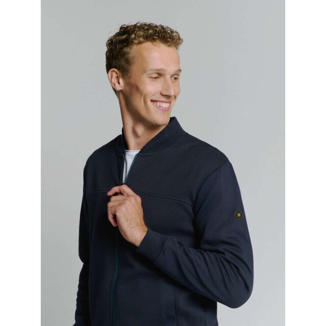 No Excess Sweater full zipper jacquard mix bo deep blue 27100119-096 large