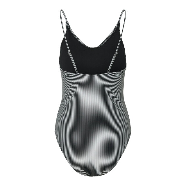 Pieces Dames badpak pcbaomi ronde hals zwart/wit gestreept 17134623-Black Cloud Dancer large