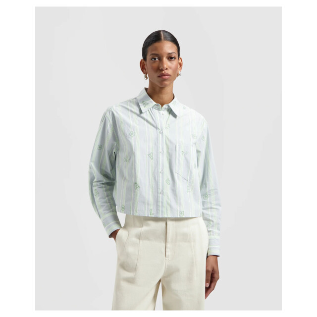 Olaf Hussein Embro logo stripe cropped shirt ls blouses w200308 W200308 large