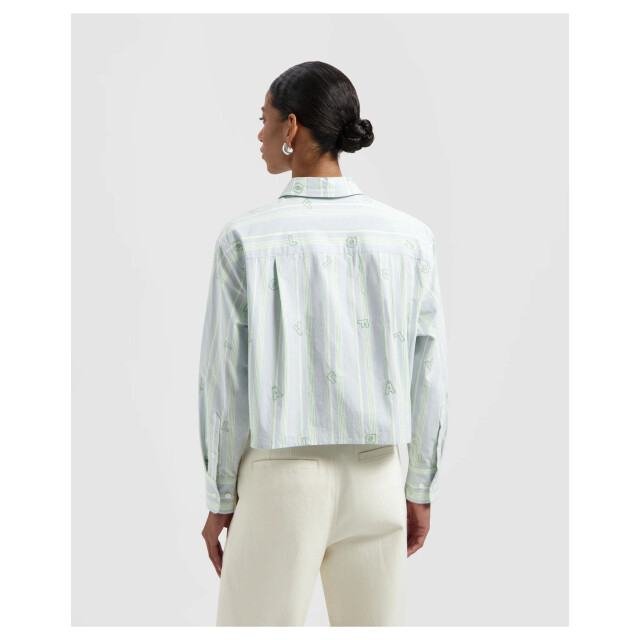 Olaf Hussein Embro logo stripe cropped shirt ls blouses w200308 W200308 large