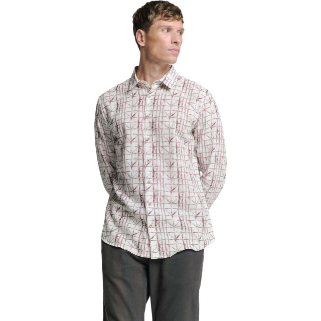 No Excess Shirt allover printed with linen mauve 27430206-146 large