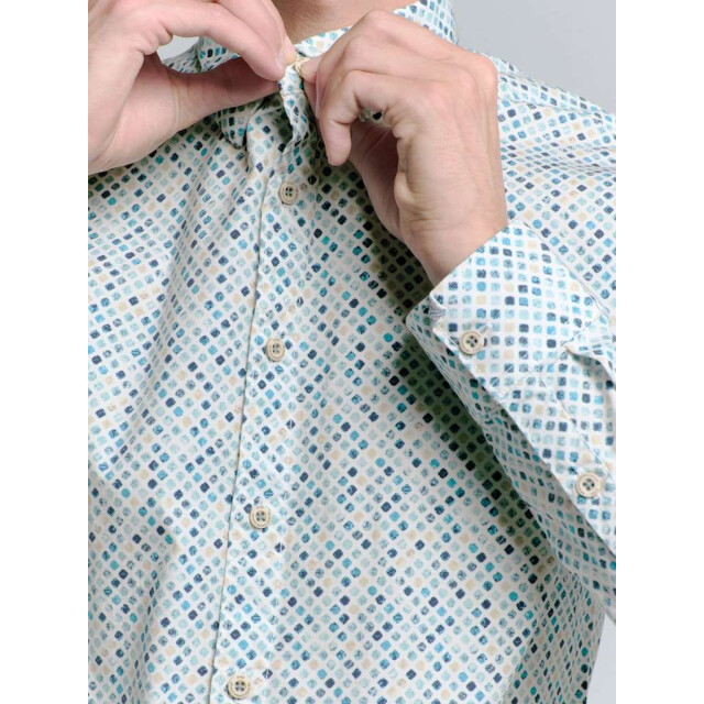 No Excess Shirt stretch allover printed seablue 27430108-039 large