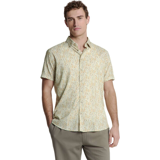 No Excess Shirt short sleeve allover printed yellow 27440342-070 large