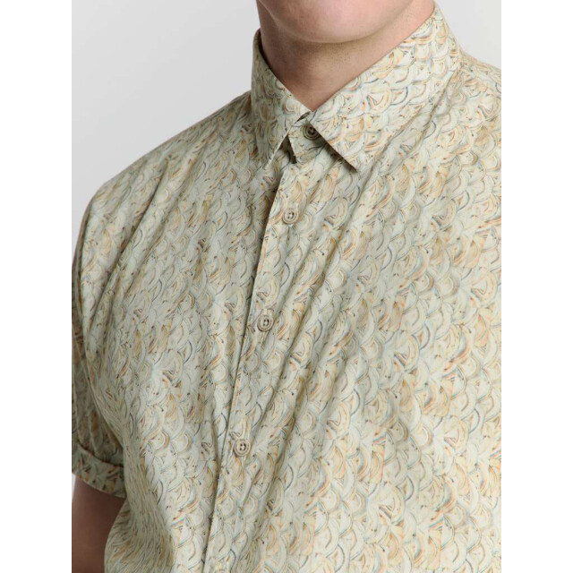 No Excess Shirt short sleeve allover printed yellow 27440342-070 large