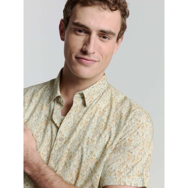 No Excess Shirt short sleeve allover printed yellow 27440342-070 large